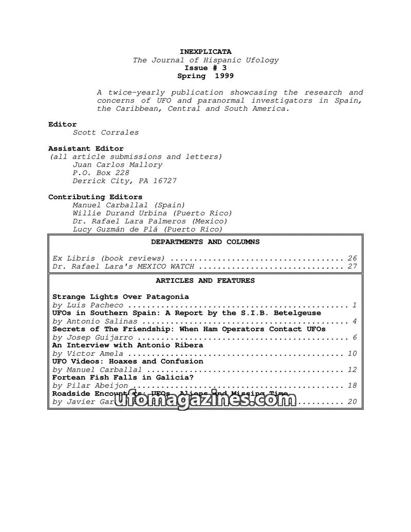 Cover of Inexplicata (Scott Corrales) issue # 3: INEXPLICATA