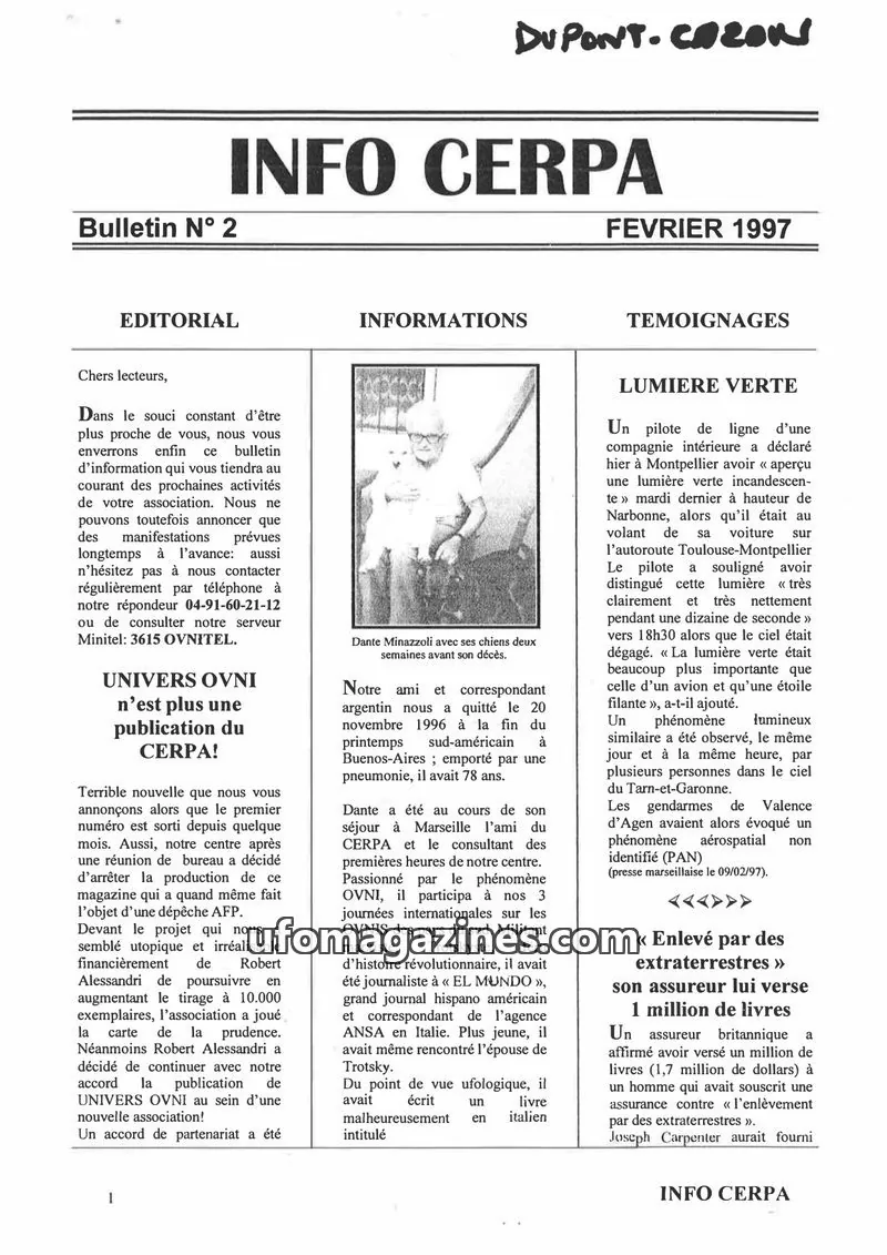 Cover of CERPA issue N° 2: INFO CERPA
