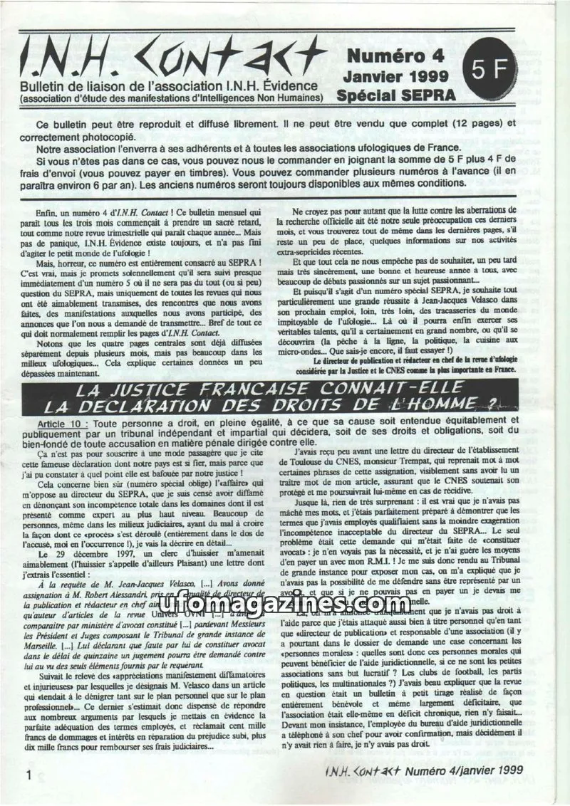 Cover of INH Contact issue 4: I.N.H. Contact