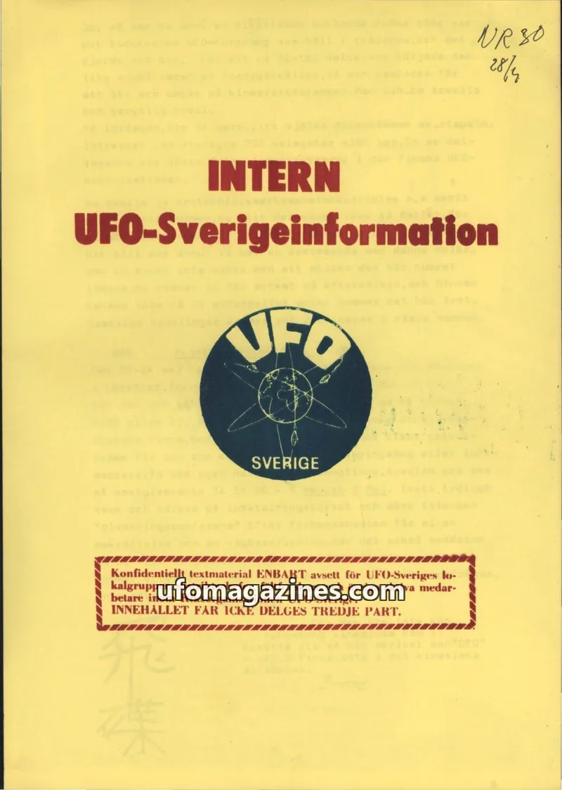 Cover of Intern UFO-Sverigeinformation (UFO-Sverige) issue 30: UFO-Sverigeinformation