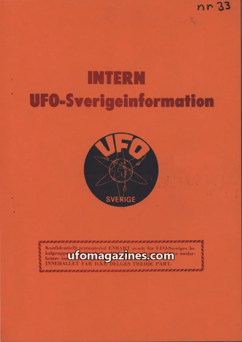 Cover of Intern UFO-Sverigeinformation (UFO-Sverige) issue 33: INTERN UFO-Sverigeinformation