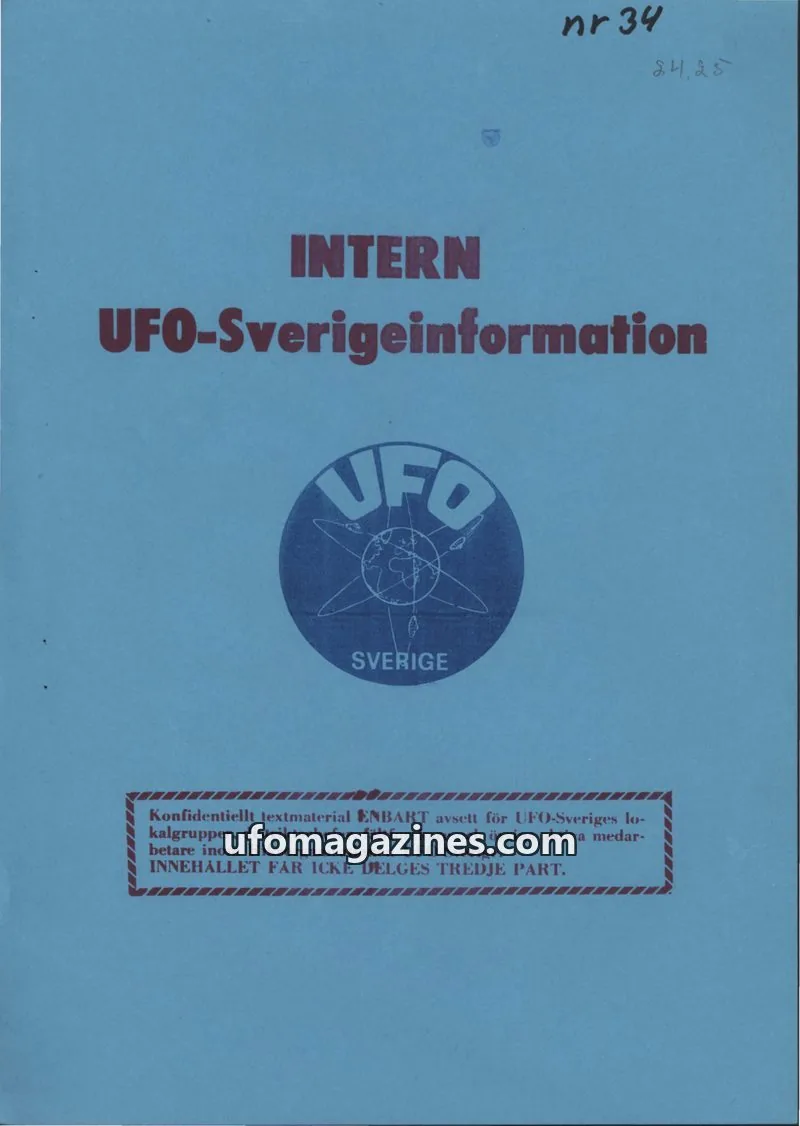 Cover of Intern UFO-Sverigeinformation (UFO-Sverige) issue 34: INTERN UFO-Sverigeinformation