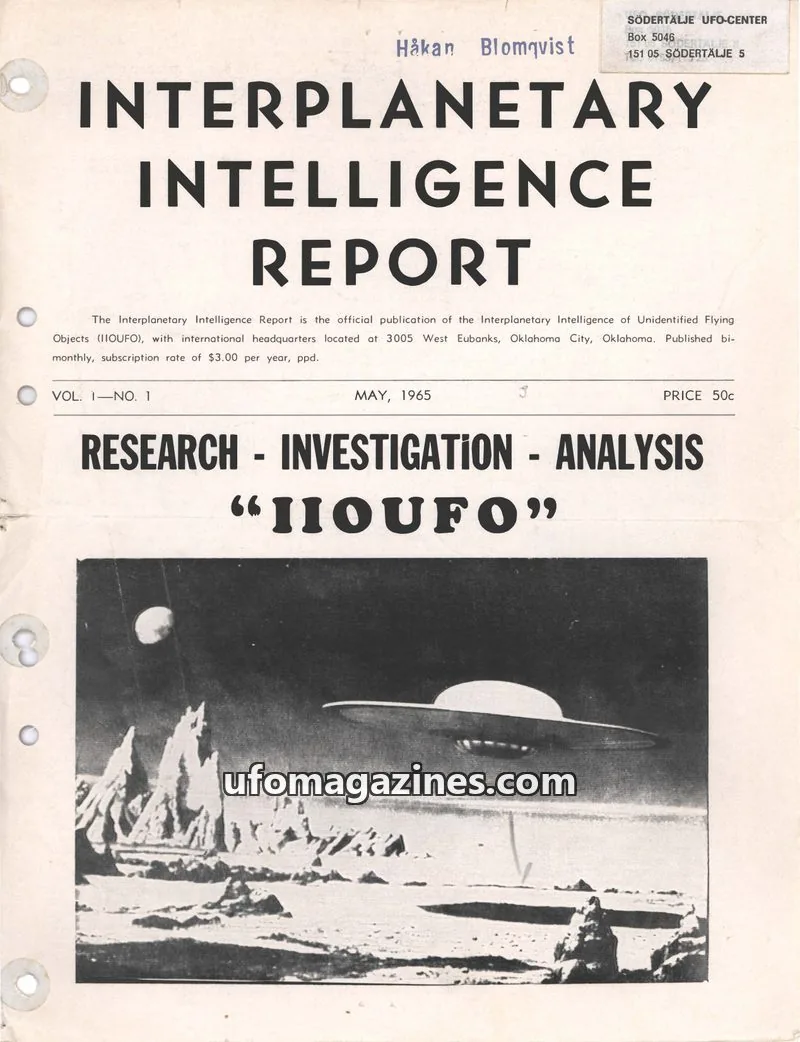 Cover of Interplanetary Intelligence Report (Hewes) issue VOL. I - NO. 1: INTERPLANETARY INTELLIGENCE REPORT