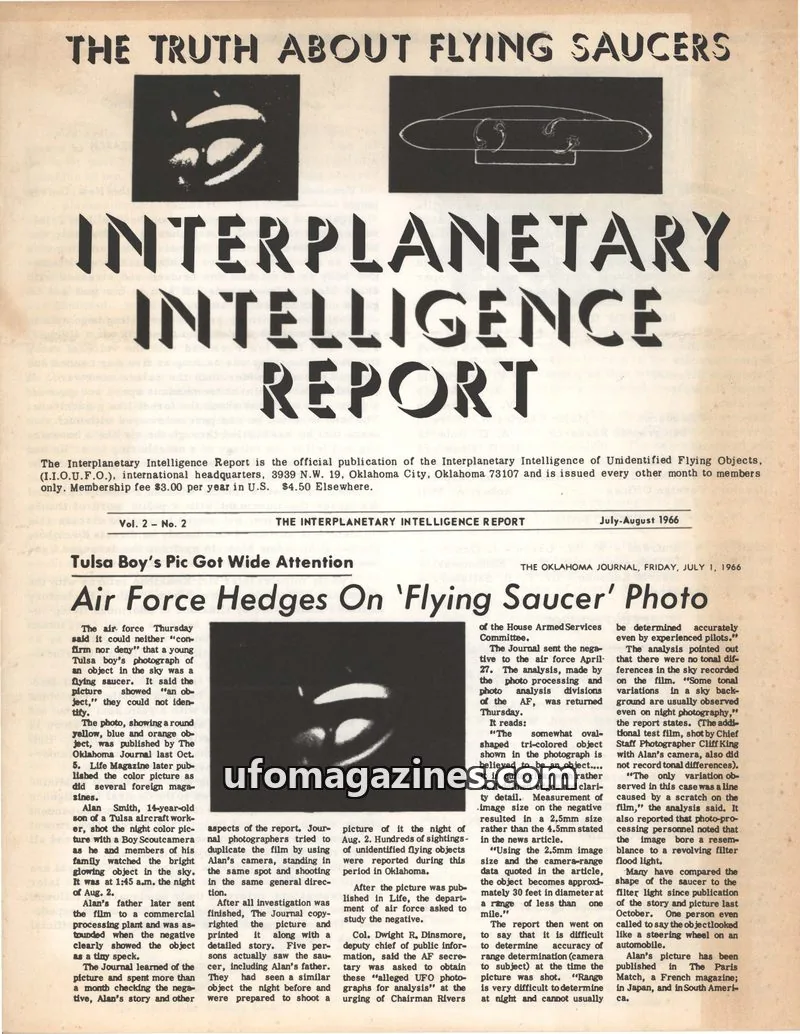 Cover of Interplanetary Intelligence Report (Hewes) issue Vol. 2 No. 2: INTERPLANETARY INTELLIGENCE REPORT