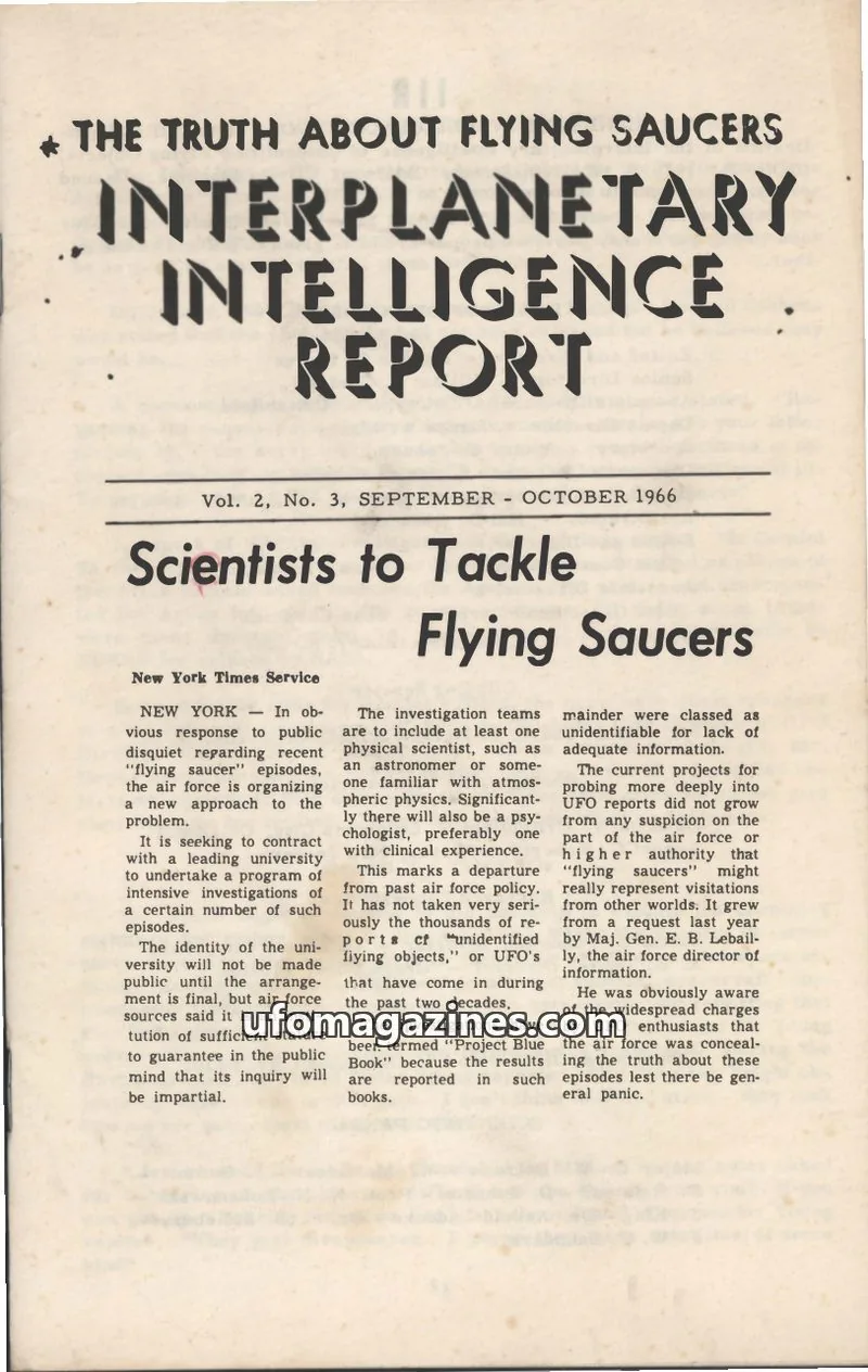 Cover of Interplanetary Intelligence Report (Hewes) issue Vol. 2, No. 3: INTERPLANETARY INTELLIGENCE REPORT