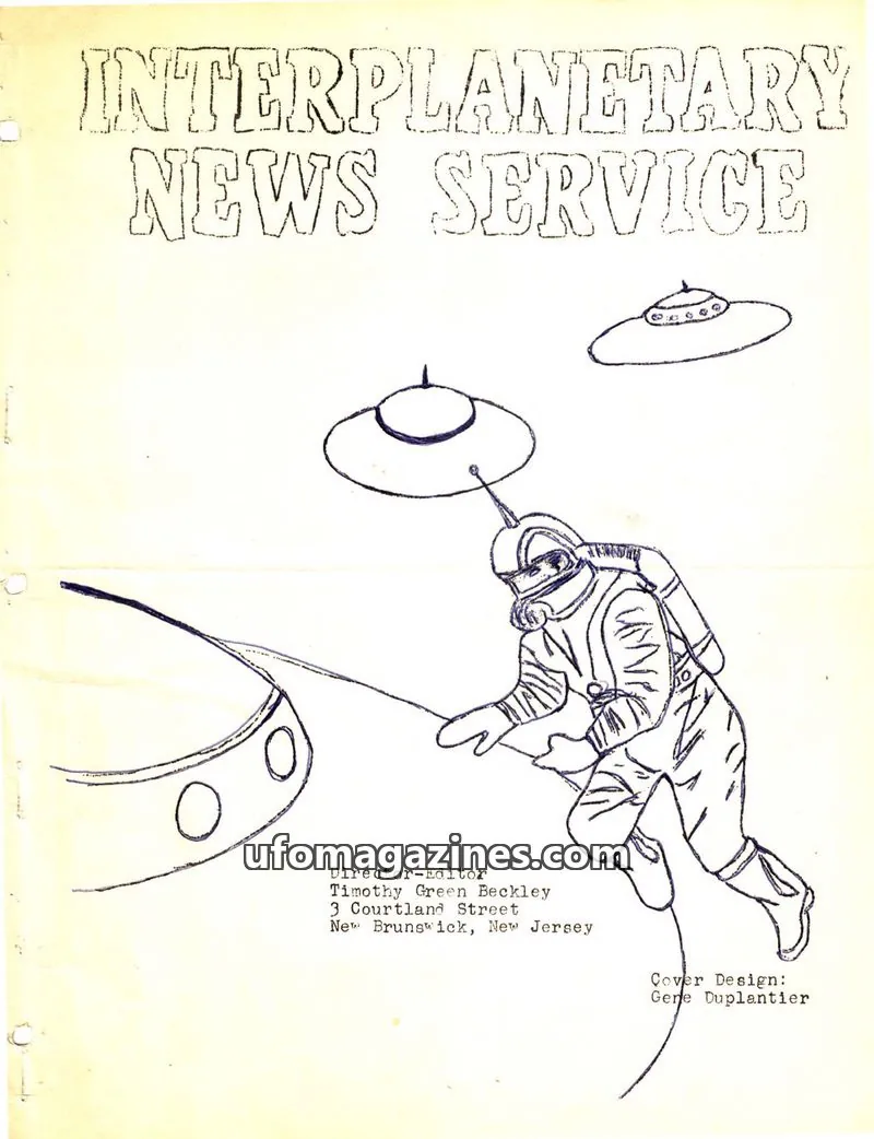 Cover of Interplanetary News Service (Timothy Green Beckley) issue Supplement Number One: INTERPLANETARY NEWS SERVICE