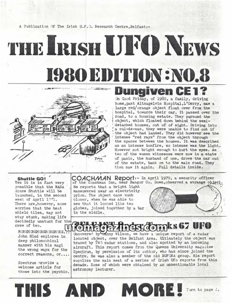 Cover of Irish UFO News issue 1980 EDITION: NO.8: THE IRISH UFO NEWS