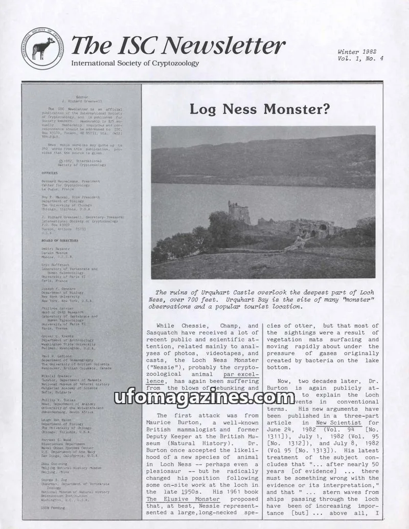 Cover of International Society of Cryptozoology issue Vol. 1, No. 4: The ISC Newsletter