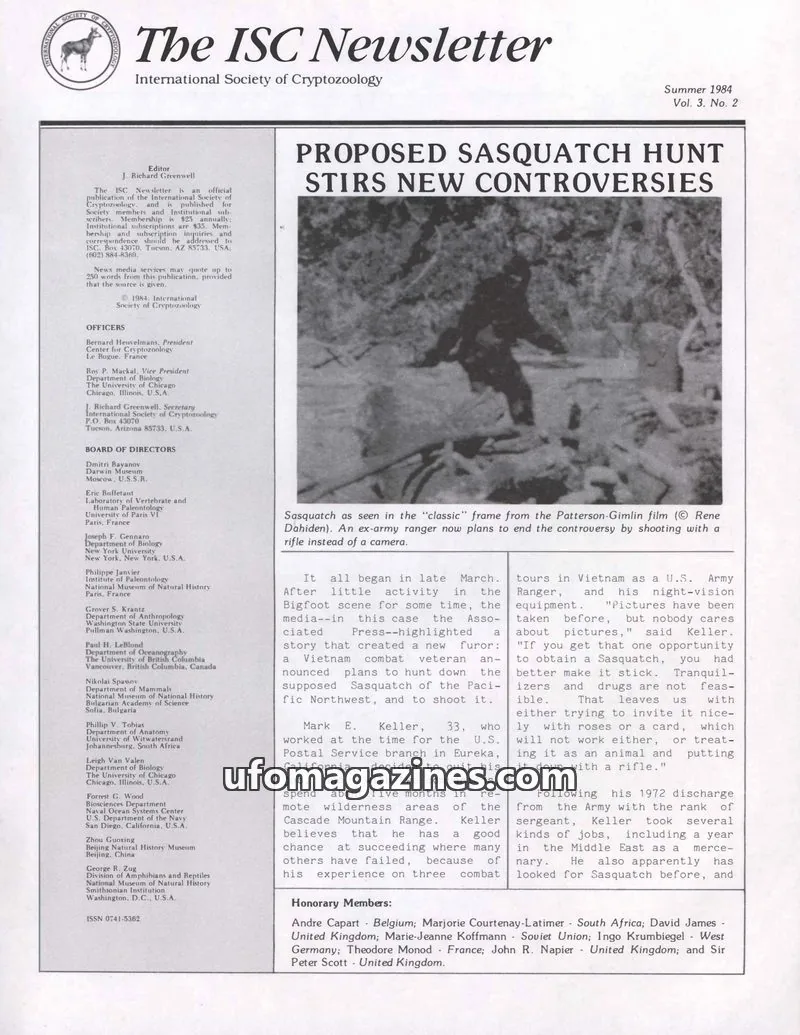 Cover of International Society of Cryptozoology issue Vol. 3, No. 2: The ISC Newsletter