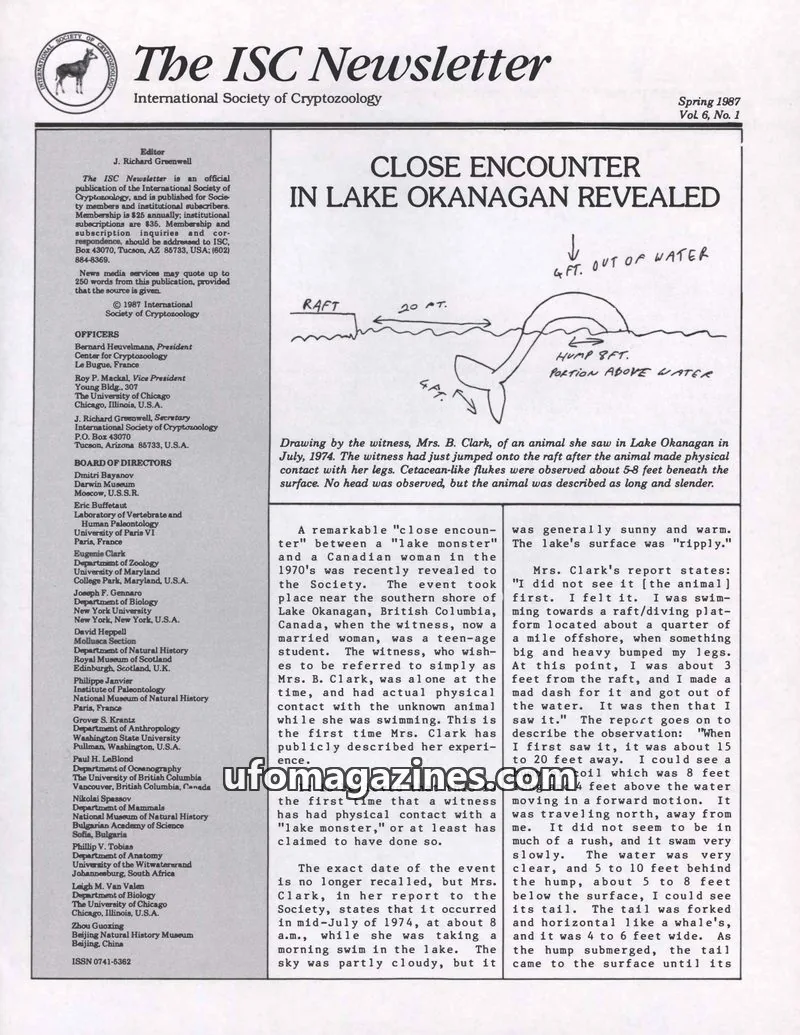 Cover of International Society of Cryptozoology issue Vol 6, No. 1: The ISC Newsletter