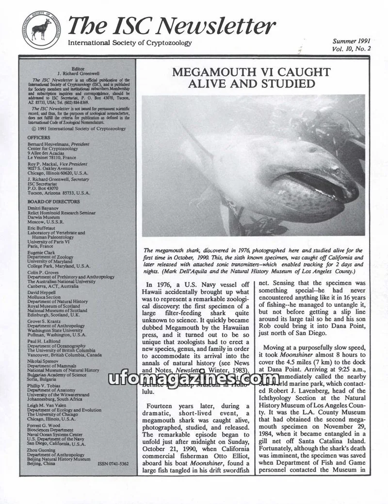 Cover of International Society of Cryptozoology issue Vol. 10, No. 2: The ISC Newsletter