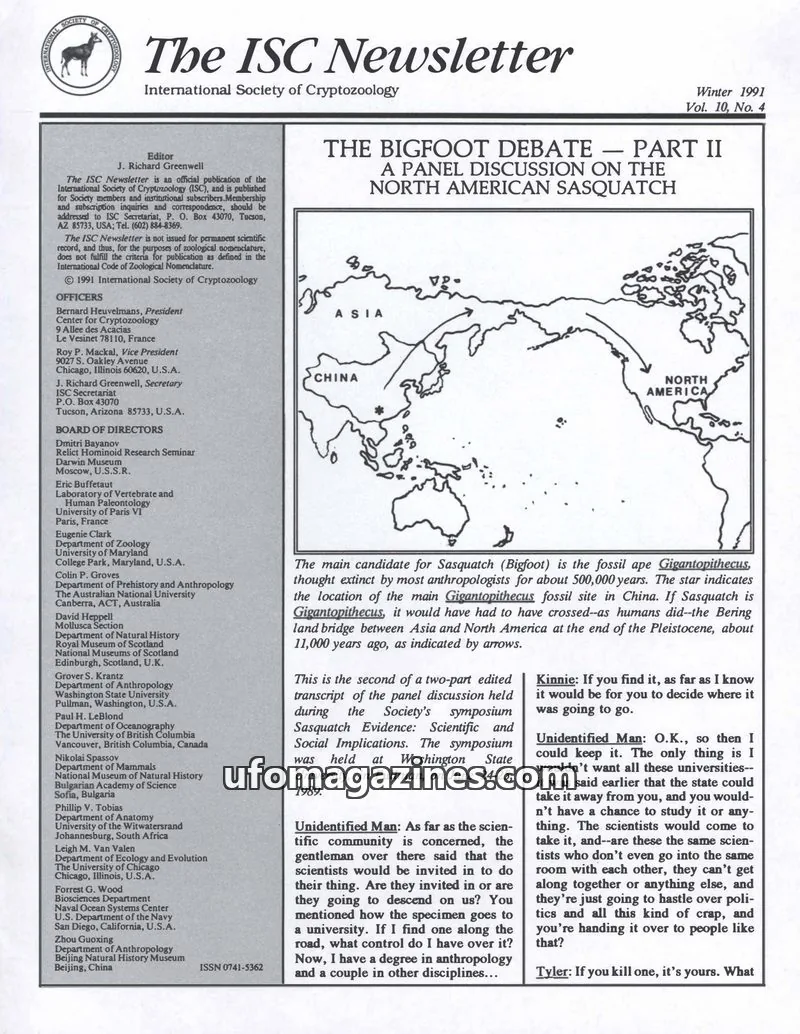 Cover of International Society of Cryptozoology issue No. 4: The ISC Newsletter