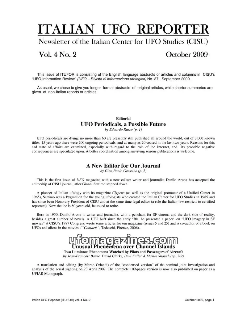 Cover of Italian UFO Reporter issue Vol. 4 No. 2: ITALIAN UFO REPORTER