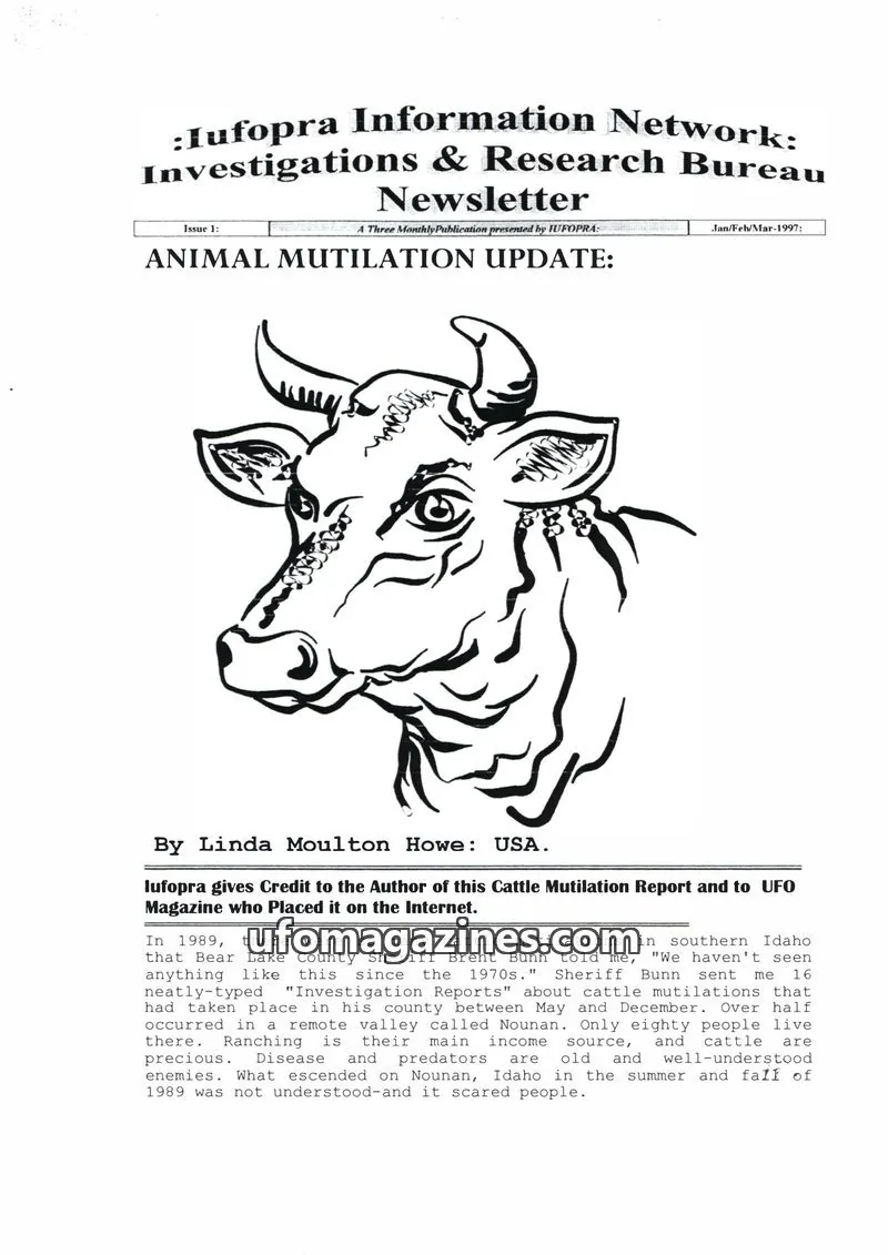 Cover of IUFOPRA issue Issue 1: IUFOPRA Information Network: Investigations & Research Bureau Newsletter