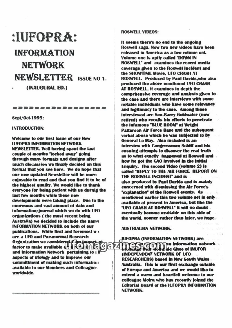 Cover of IUFOPRA issue ISSUE NO 1. (INAUGURAL ED.): IUFOPRA: INFORMATION NETWORK NEWSLETTER