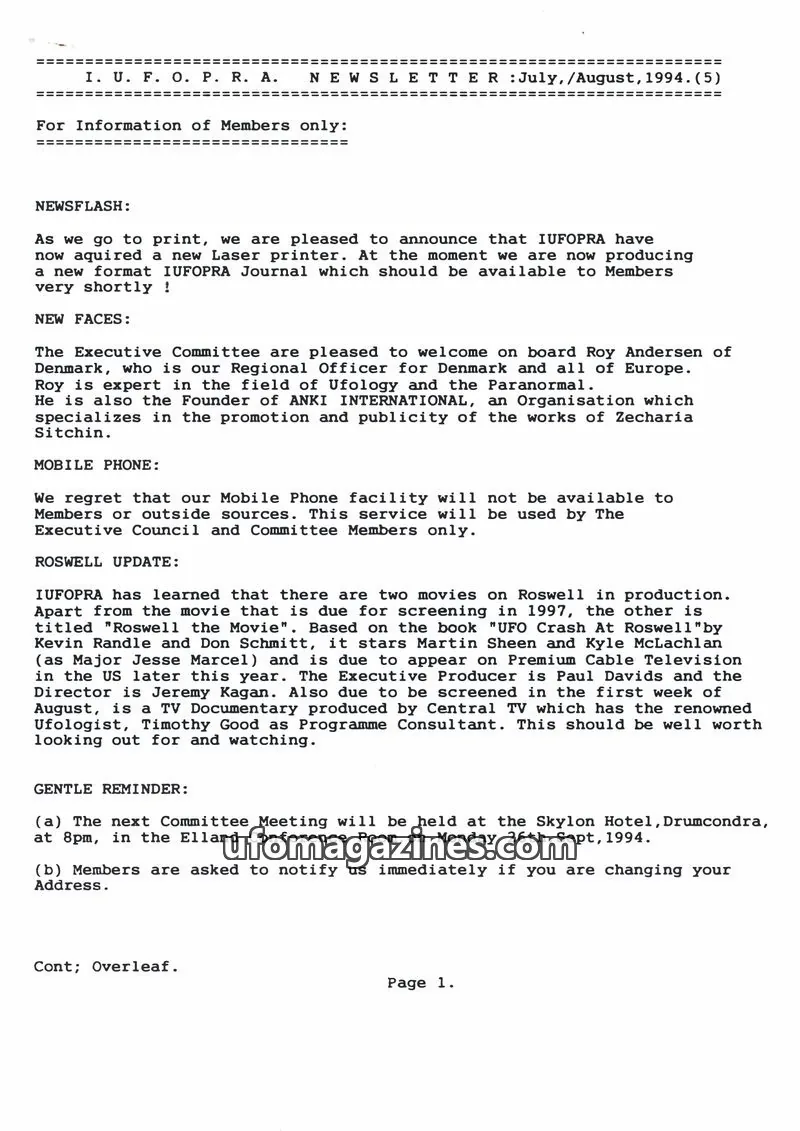 Cover of IUFOPRA issue 5: I. U. F. O. P. R. A. NEWSLETTER