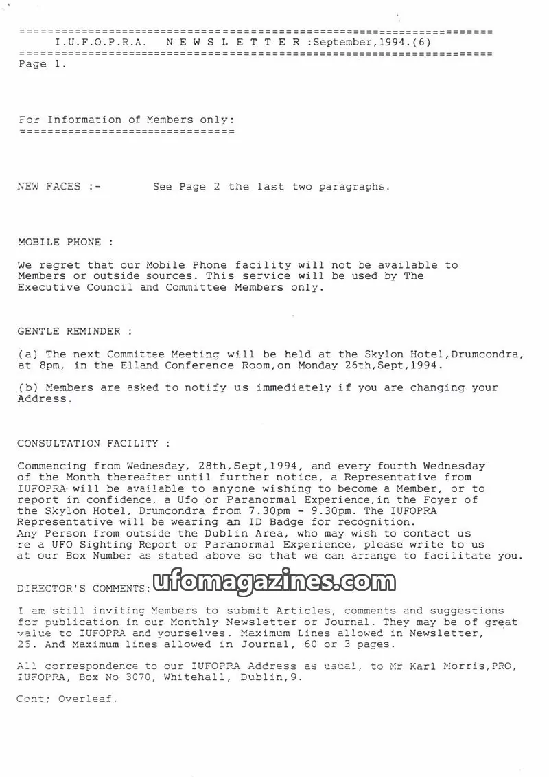 Cover of IUFOPRA issue 6: I.U.F.O.P.R.A. NEWSLETTER