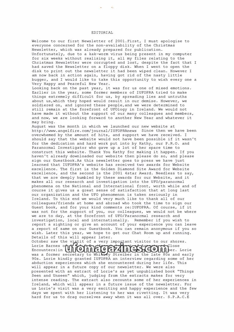 Cover of IUFOPRA issue 2001: Newsletter