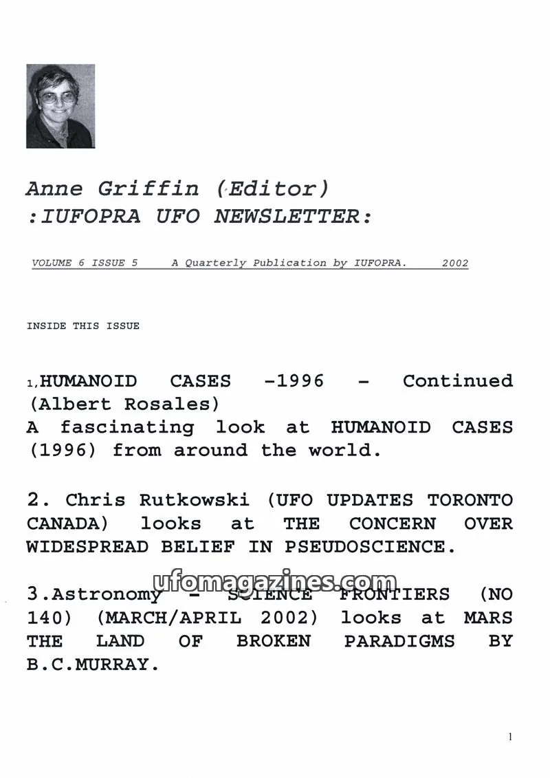 Cover of IUFOPRA issue VOLUME 6 ISSUE 5: IUFOPRA UFO NEWSLETTER