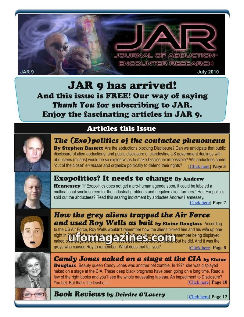 Cover of Journal of Abduction-Encounter Research (JAR) issue 9: JAR