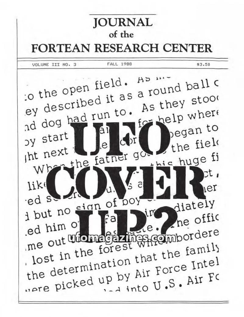Cover of Journal of the Fortean Research Center (Ray Boeche) issue NO. 3: JOURNAL of the FORTEAN RESEARCH CENTER