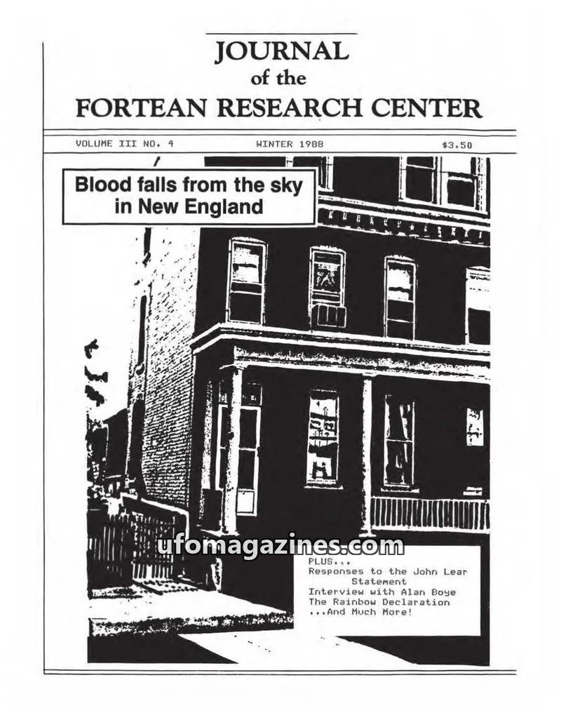 Cover of Journal of the Fortean Research Center (Ray Boeche) issue NO. 4: JOURNAL of the FORTEAN RESEARCH CENTER