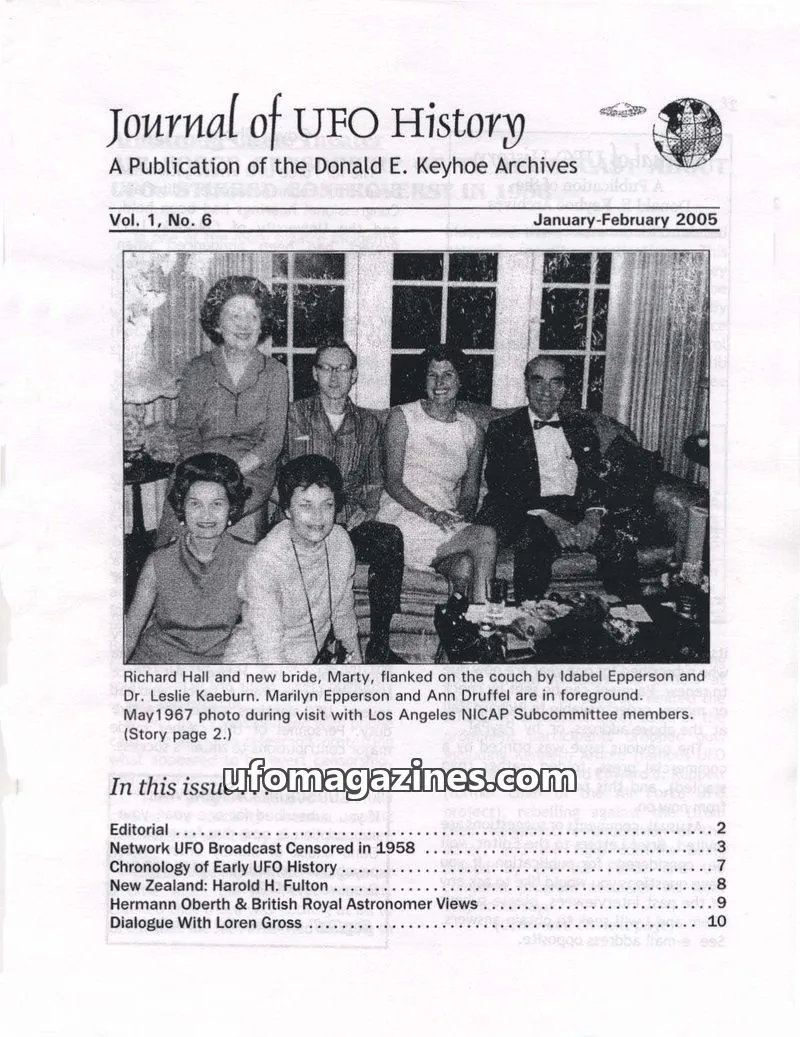 Cover of Journal of UFO History (Richard Hall) issue Vol. 1, No. 6: Journal of UFO History