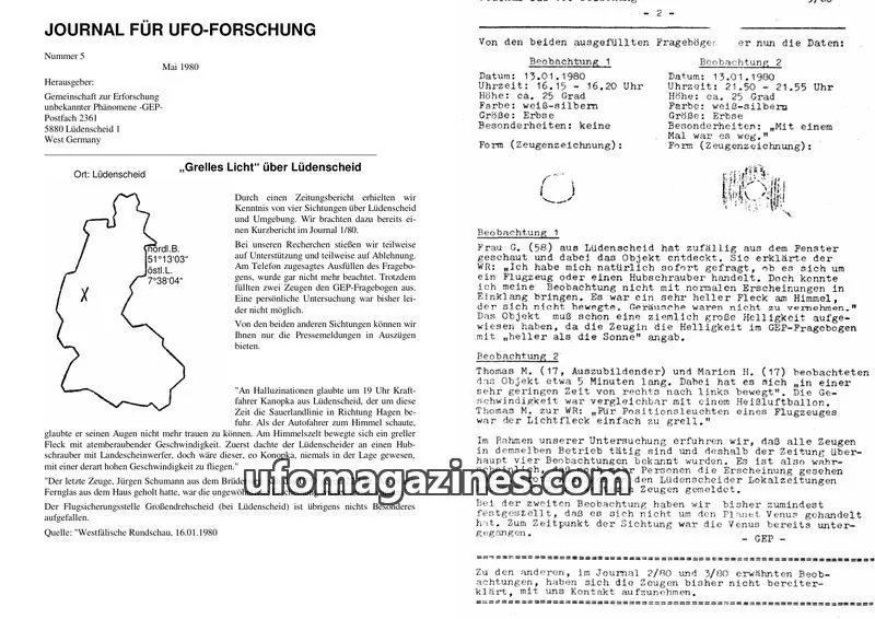 Cover of GEP issue 5: JOURNAL FÜR UFO-FORSCHUNG