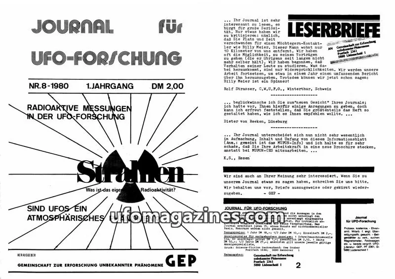 Cover of JUFOF (GEP) issue 8: JOURNAL für UFO-FORSCHUNG
