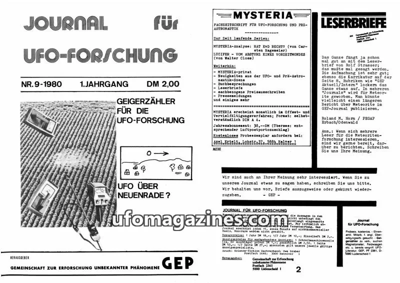 Cover of JUFOF (GEP) issue 9: JOURNAL für UFO-FORSCHUNG