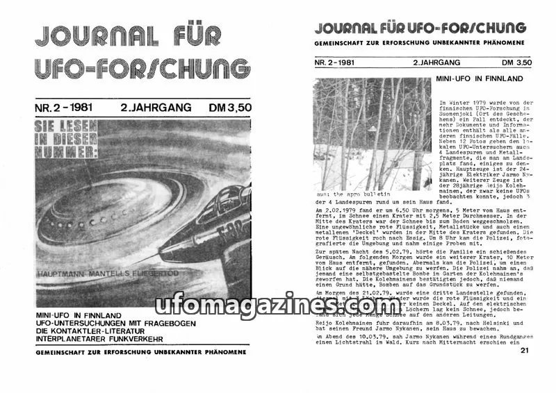 Cover of JUFOF (GEP) issue 2-1981: JOURNAL FÜR UFO-FORSCHUNG