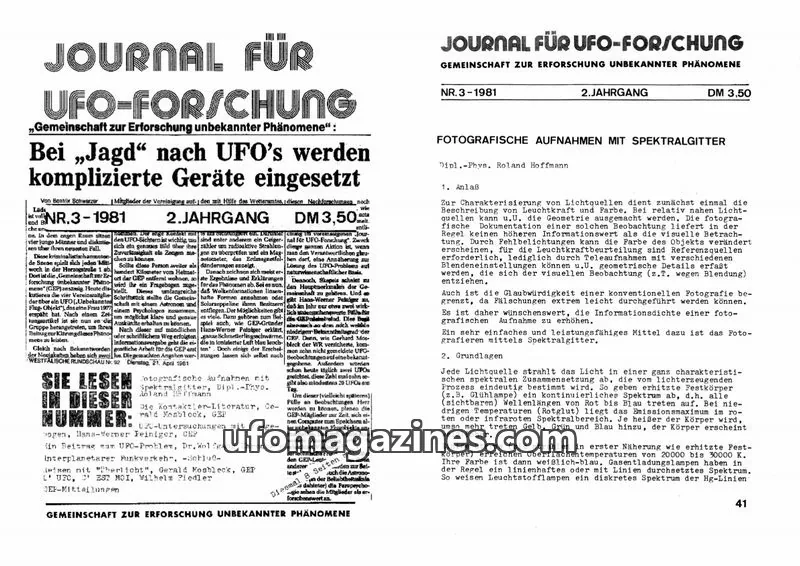 Cover of JUFOF (GEP) issue 3: JOURNAL FÜR UFO-FORSCHUNG
