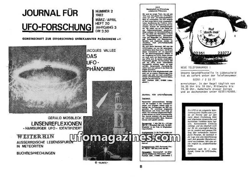 Cover of JUFOF (GEP) issue 2: JOURNAL FÜR UFO-FORSCHUNG