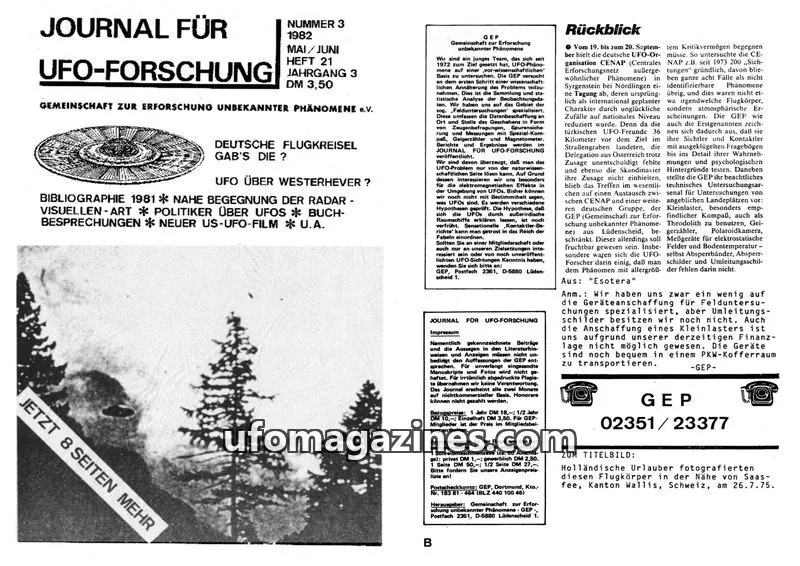 Cover of JUFOF (GEP) issue 3: JOURNAL FÜR UFO-FORSCHUNG