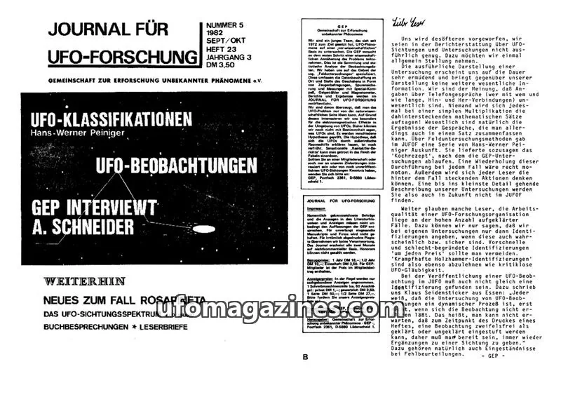 Cover of JUFOF (GEP) issue 5: JOURNAL FÜR UFO-FORSCHUNG