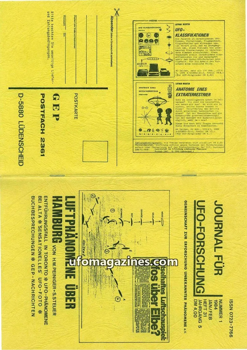 Cover of JUFOF (GEP) issue 1: JOURNAL FÜR UFO-FORSCHUNG