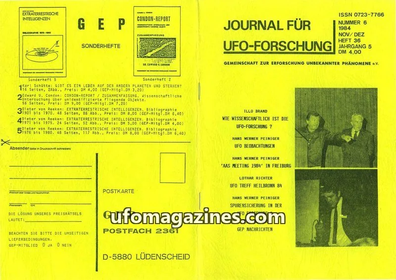 Cover of JUFOF (GEP) issue 6: JOURNAL FÜR UFO-FORSCHUNG