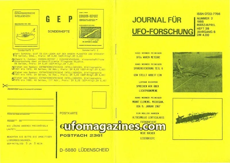 Cover of JUFOF (GEP) issue 2: JOURNAL FÜR UFO-FORSCHUNG