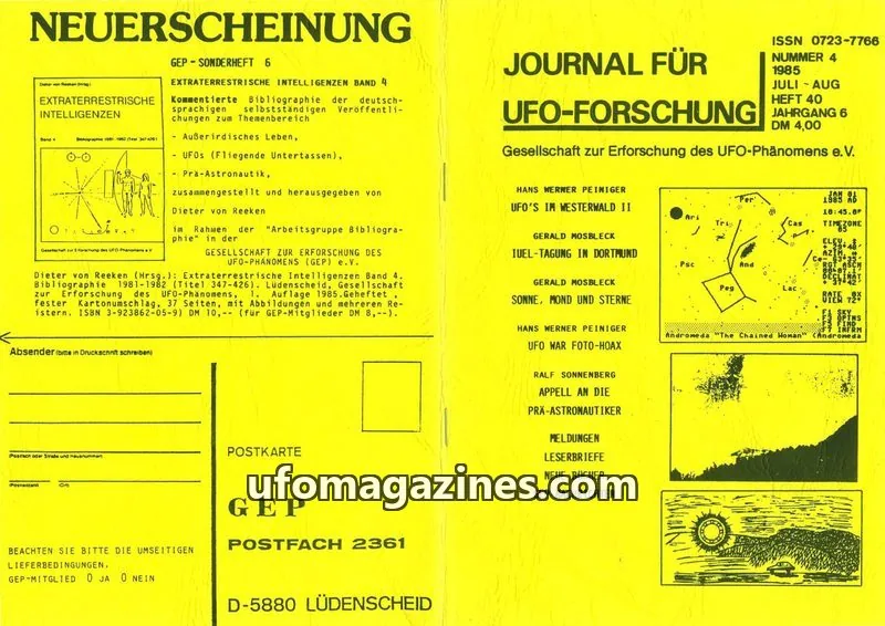 Cover of JUFOF (GEP) issue 4: JOURNAL FÜR UFO-FORSCHUNG