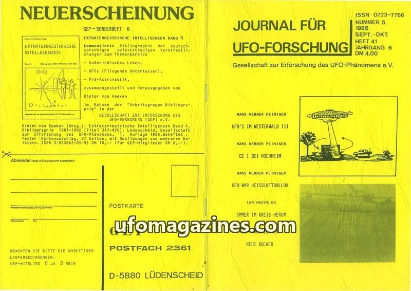 Cover of JUFOF (GEP) issue 5: JOURNAL FÜR UFO-FORSCHUNG