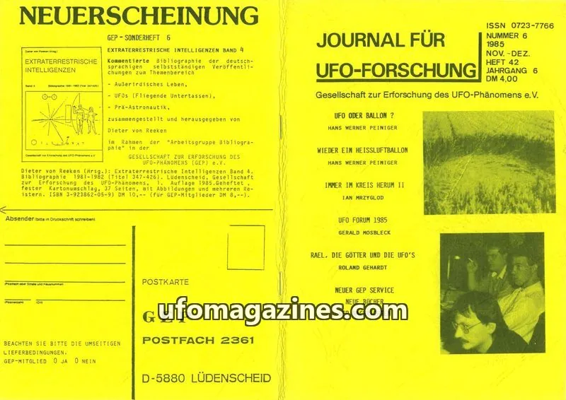 Cover of JUFOF (GEP) issue 6: JOURNAL FÜR UFO-FORSCHUNG