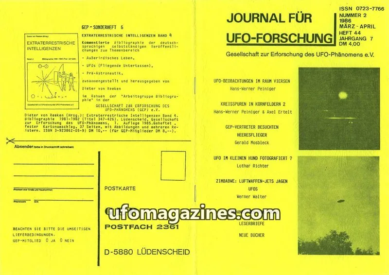 Cover of JUFOF (GEP) issue NUMMER 2: JOURNAL FÜR UFO-FORSCHUNG