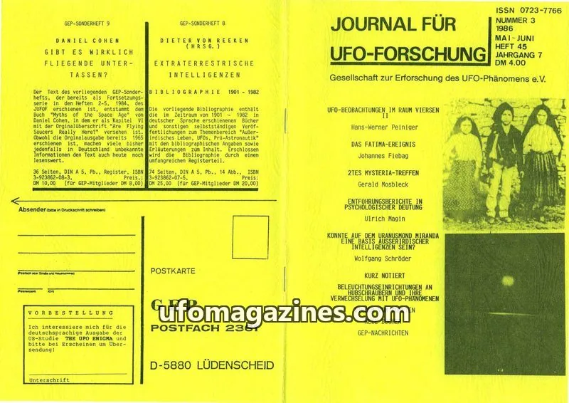 Cover of JUFOF (GEP) issue 3: JOURNAL FÜR UFO-FORSCHUNG