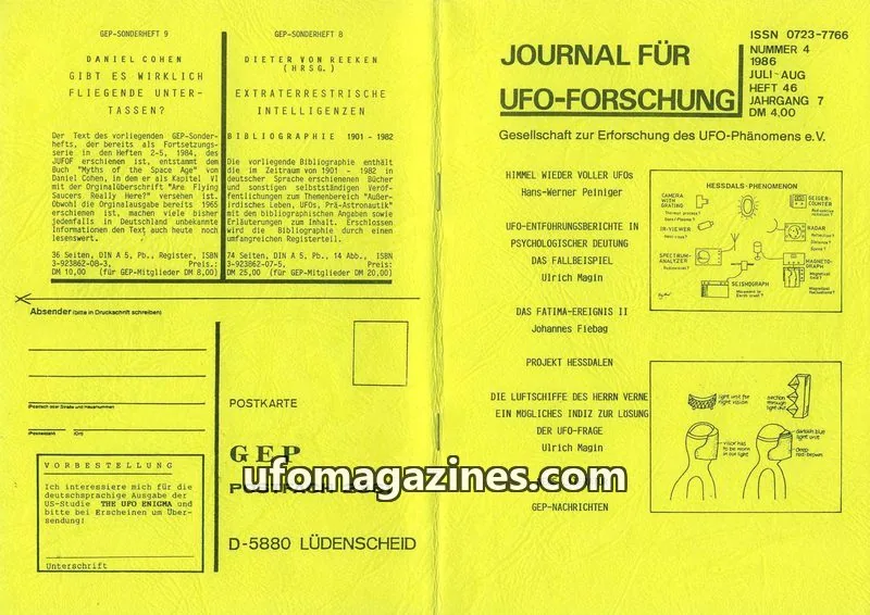 Cover of JUFOF (GEP) issue 4: JOURNAL FÜR UFO-FORSCHUNG