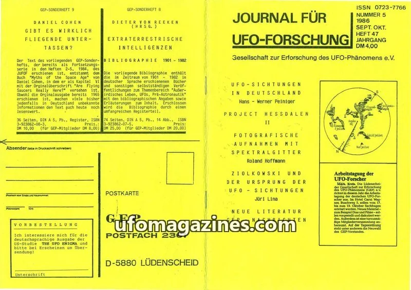 Cover of JUFOF (GEP) issue 5: JOURNAL FÜR UFO-FORSCHUNG