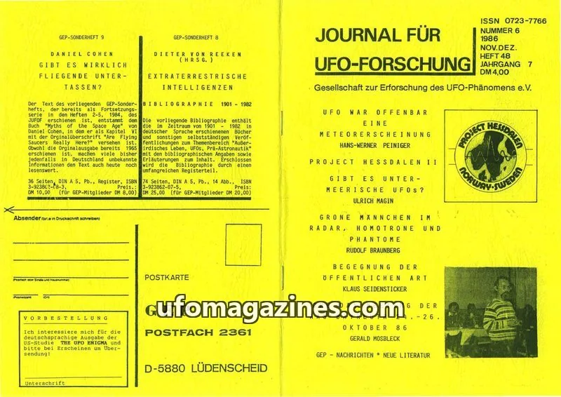 Cover of JUFOF (GEP) issue 6: JOURNAL FÜR UFO-FORSCHUNG