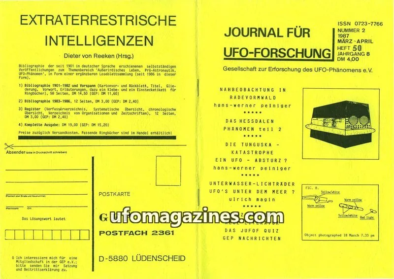 Cover of JUFOF (GEP) issue NUMMER 2: JOURNAL FÜR UFO-FORSCHUNG
