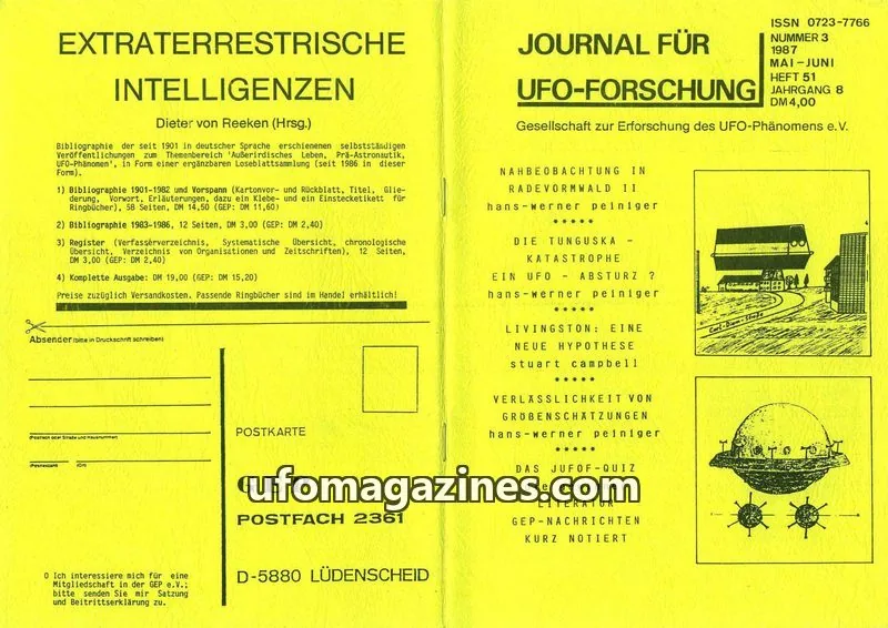 Cover of JUFOF (GEP) issue NUMMER 3: JOURNAL FÜR UFO-FORSCHUNG