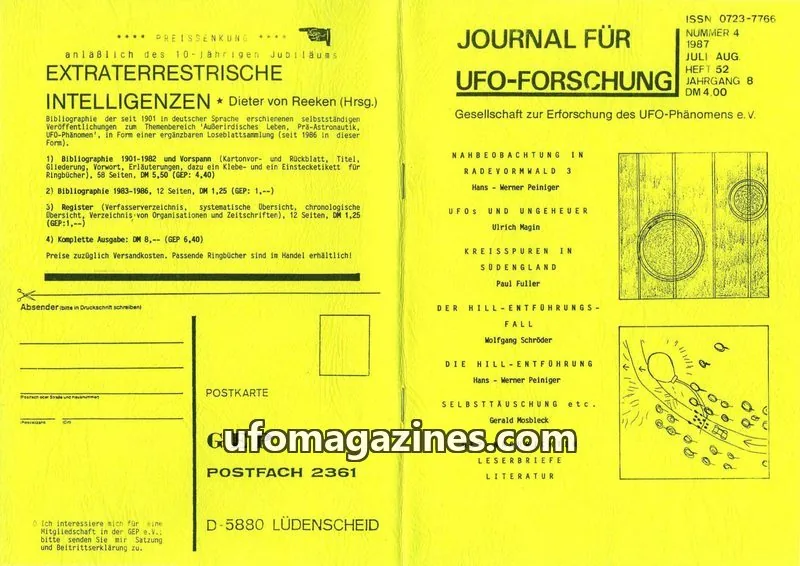 Cover of JUFOF (GEP) issue 4: JOURNAL FÜR UFO-FORSCHUNG