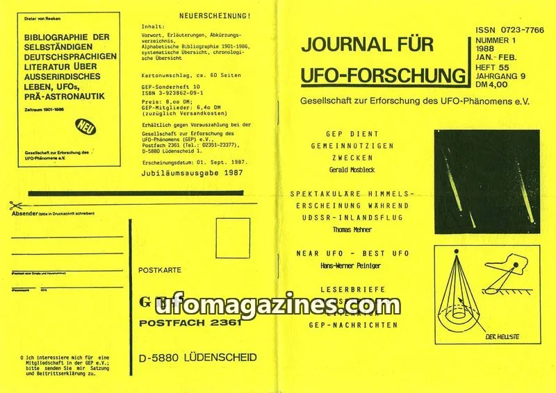 Cover of JUFOF (GEP) issue 1: JOURNAL FÜR UFO-FORSCHUNG